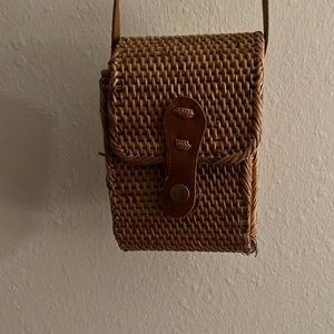 "COLLECTION EIGHTEEN" NATURAL RATTAN Crossbody Bag: multi Use